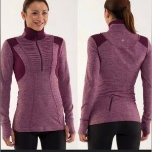 Lululemon Run Your Heart Out Pullover 1/2 Zip Heathered Black, Size 4